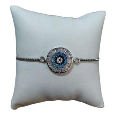 Imagem de Pulseira Bracelete Prata Com Zircônia Olho Grego Presente