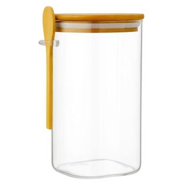 Imagem de Pote Hermético de Vidro c/ Tampa Colher de Bambu 1,2L Quanhe