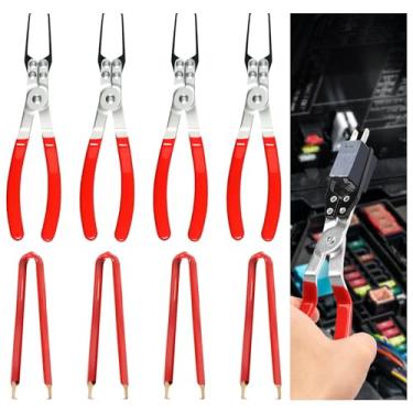 Imagem de Alicate extrator de relé, 4 peças de ferramentas de remoção de fusíveis de relé, ferramenta extrator de fusíveis FMM de relé automotivo, removedor de limpador de terminal de bateria de veículo