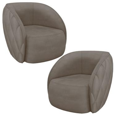 Imagem de Kit 02 Poltronas Decorativa Para Sala Living Olimpo M03 Veludo Bege Escuro - Lyam Decor
