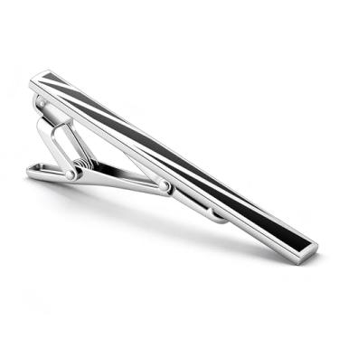 Imagem de VULKIT Clipe de gravata de aço inoxidável para cavalheiros, acessórios minimalistas, prendedor de fecho para negócios, festa, casamento, trabalho, D - prata preta, tamanho �nico