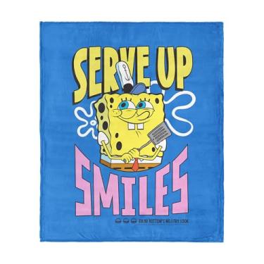 Imagem de Bob Esponja Calça Quadrada Servindo Sorrisos Cobertor Toque de Seda, Capa de Cama e Sofá de Pelúcia Macia, 127 x 152 cm