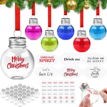 Imagem de Baquler 30 peças de bolas de bebida de Natal, enfeite de vidro de plástico, enchimento, enfeites de árvore de Natal, lâmpadas transparentes para decoração de festas de fim de ano, ambientes internos e