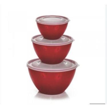 Imagem de Conjunto 3 Saladeira Tigelas Pmg Bacias Multiuso Com Tampa - ERCAPLAST