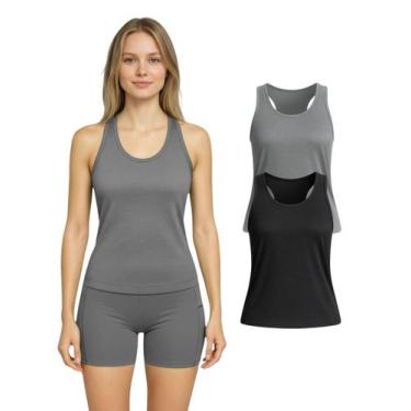 Imagem de Kit 2 Regata Nadador Dryfit Fitness Academia - Roger, GG, Cinza, Preto