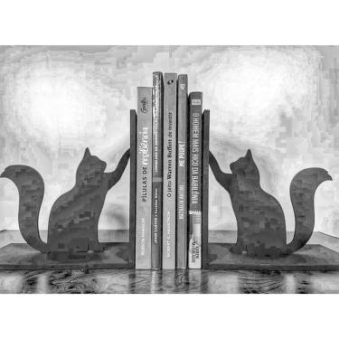 Imagem de Suporte Premium Preto Aparador Livros Design Gato Organize