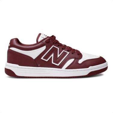 Imagem de Tênis New Balance 480 Low Masculino, 41, Bordô, Branco