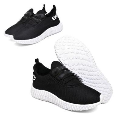 Imagem de Tênis Esporte Casual Sola 3D Confortavel  Preto e Branco - Evoltenn, P