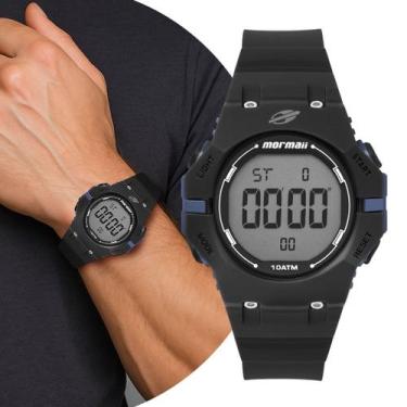 Imagem de Relógio Masculino Digital Preto e Azul com Pulseira de Silicone à Prov