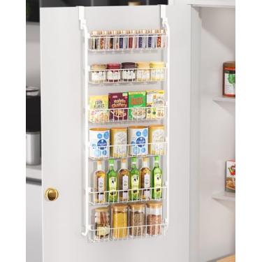 Imagem de LAMU Organizadores e armazenamento de despensa sobre a porta, rack de especiarias suspenso de 6 níveis, prateleiras de armazenamento de casa e cozinha para armário, organizador de temperos de grande
