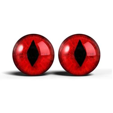 Imagem de Olhos realistas de artesanato de vidro de 2,5 cm, design de íris vertical de gato animal, conjunto de 2 peças, globos oculares de cabochão abobadados, arte, taxidermia e suprimentos para fabricação de