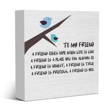 Imagem de Presentes engraçados de amizade de aniversário para mulheres e homens, melhor amigo, placa de madeira rústica, decoração de mesa, acessórios de mesa para prateleira de mesa, casa, casa de fazenda