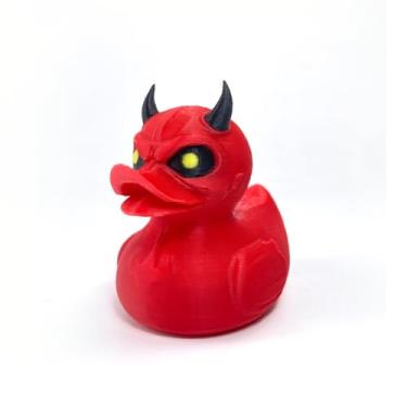 Imagem de Estatueta de pato do diabo, jipes patos para pato, pato impresso em 3D para Halloween, patos de borracha de terror de Halloween, estatueta gótica colecionável, patos de cruzeiro para se esconder