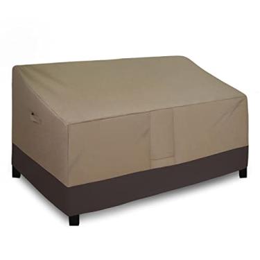 Imagem de Capa de sofá para área externa à prova d'água Easy-Goinchg, capa de sofá de pátio de 3 lugares com profundidade para serviço pesado, capa para móveis ao ar livre à prova de guincho com saída de ar (223 cm x 102 cm x 83 cm A, camelo/marrom escuro