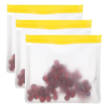 Imagem de PATIKIL Saco reutilizável para freezer de 22 x 5 x 20 cm, 3 sacos de armazenamento de alimentos à prova de vazamento para geladeira, lanche, vegetais, frutas, gelo, para frescor de longa duração