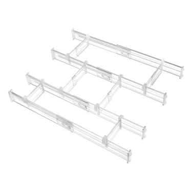 Imagem de Vtopmart Divisores de gaveta de 6 cm com inserções expansíveis, organizador de gaveta de cozinha ajustável de 32,5 a 56,5 cm, separador organizador de plástico transparente para talheres, talheres, 4