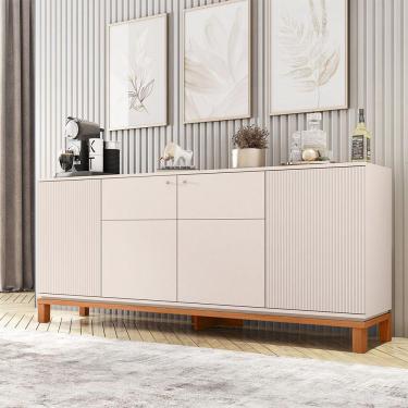 Imagem de Aparador Buffet Sala De Estar 4 Portas 180cm Visari C01 - D'rossi Off White-freijó