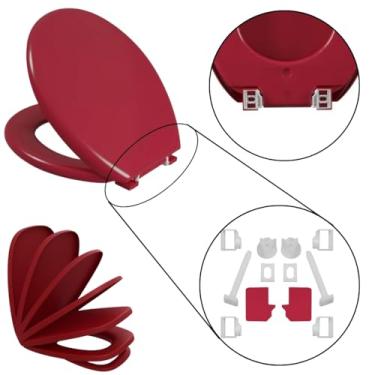 Imagem de Assento Vaso Sanitário Oval Almofadado Vermelho + Conjunto Fixação Assento Sanitário Almofadado Vermelho
