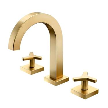 Imagem de Docol City Misturador Monocomando para Bancada, Torneira Bica Alta para Banheiro, Acabamento em Ouro Escovado, Base Quadrada