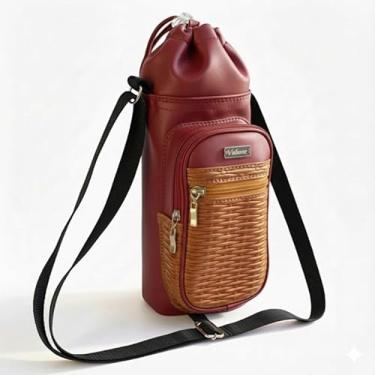 Imagem de Bolsa Térmica (VINHO COM CARAMELO TRANÇADO) GALANTE para Garrafa de 750 ML em Couro Sintético - Coleção Cores VERÃO 2026