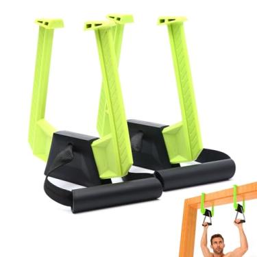 Imagem de 1 conjunto de barra de puxar portátil, barra de puxar ajustável para porta de ginástica doméstica. Capacidade de carga superior a 150 kg, instalação sem parafusos, design de alça dupla para pull-ups