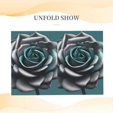 Imagem de SKKNT Cartões comemorativos para todas as ocasiões com estampa de flores rosa cinza azul-petróleo versáteis com envelopes 11,4 x 15,2 cm