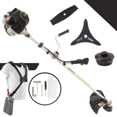 Imagem de Roçadeira Profissional Lateral Kawashima Kw52le À Gasolina 52c 2,5hp Com Faca 3 Pontas + Faca 2 Pontas Duraline 330mm 2