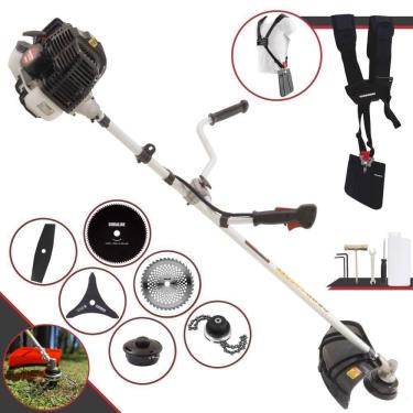 Imagem de Roçadeira Profissional Lateral Kawashima Kw43le À Gasolina 43cc 1,7hp + Faca 2 Pontas 330mm + Faca 40 Dentes 255mm + Fa