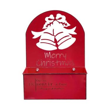 Imagem de MotiveTech Vaso de Parede Retangular de Metal Rústico para Plantas, Ideal para O Natal E As Festas de Fim de Ano, Bell Hollow Vermelho, Tamanho real