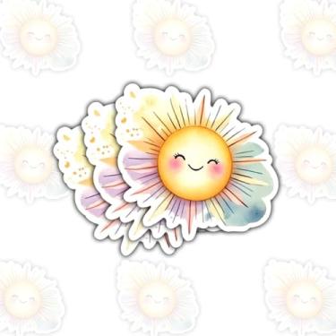 Imagem de 3 peças de adesivos de sol kawaii fofos, decalques de vinil à prova d'água para laptop, garrafa de água, caderno, diário e álbum de recortes, presente alegre para crianças, adolescentes, estudantes