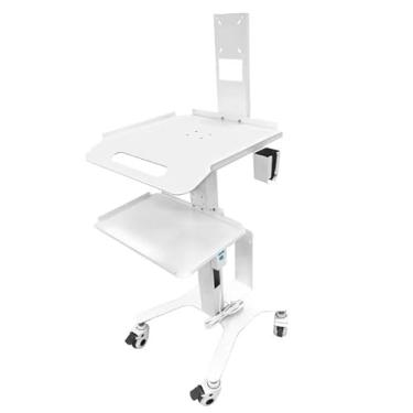 Imagem de Carrinho de trabalho para laptop médico com rodas, carrinho de laboratório com rodinhas de altura ajustável com suporte de scanner – mesa de computador móvel resistente para clínicas odontológicas