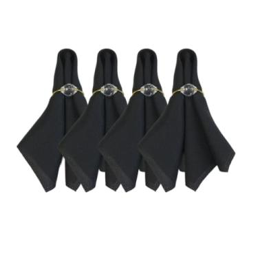 Imagem de Kit Guardanapo de Pano 4 Peças, Tecido Oxford Quadrado, Preto, 35x35cm, Mesa Posta Elegante, Lavável e Reutilizável