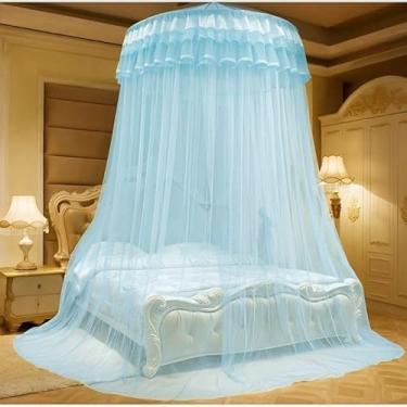 Imagem de Mosquiteiro Teto Gigante Bordado com Elástico para Cama Casal/Queen/King 12m x 3m(Azul,Casal Box)