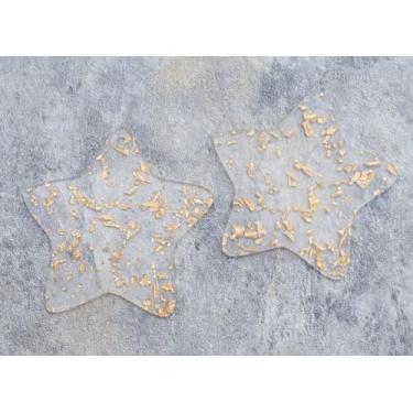 Imagem de 2 peças de porta-copos transparente com folha dourada acrílico moderno tapete de caneca para mesa de madeira cozinha bebida café chá decoração de casa (estrela)