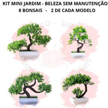 Imagem de Genérico, Kit 8 Bonsai Artificial Realistas Mini Jardim - Beleza Sem Manutenção