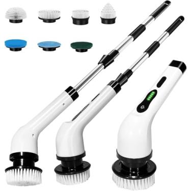 Imagem de Avonley Esfregador giratório elétrico 7 em 1, escova de limpeza sem fio potente de 25 W com alça ajustável e 7 cabeças substituíveis para banheiro, piso, azulejo, cozinha e carro