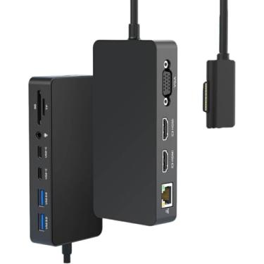 Imagem de Estação de ancoragem Surface Pro Microsoft – 1 ano de garantia – Displays triplos de superfície 12 em 1 Dual 4K HDMI + base VGA, docas de superfície para Surface Pro 11/10/9/8/X/7/6, Surface Laptop