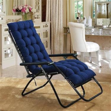 Imagem de Yadlan Almofada de espreguiçadeira espessa, alças antiderrapantes, almofada reclinável resistente ao clima ao ar livre para jardim, pátio, praia, espreguiçadeira, almofada de gravidade zero, azul