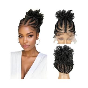 Imagem de Peruca Curta Afro Cacheada De Renda Completa Com Tranças Cornrow E Cab