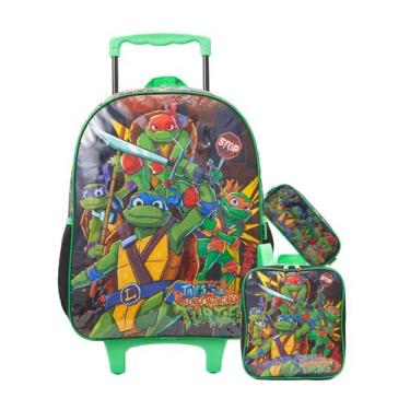 Imagem de Kit Tartarugas Ninja Mochila Rodinhas + Lancheira + Estojo - Xeryus