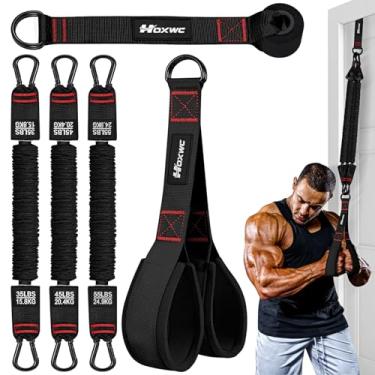 Imagem de HOXWC Faixas de resistência, faixas de exercícios pesados com alças, equipamento de treino de tríceps para academia em casa, treino de curvatura de bíceps, equipamento de ginástica ideal para