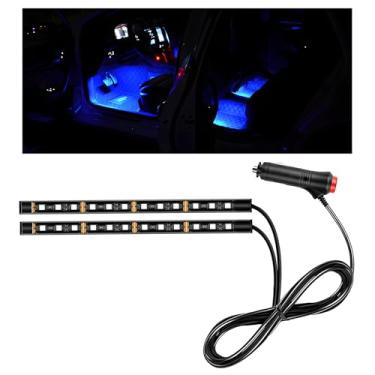 Imagem de MUQIDA Fita de LED para carro, lâmpada de atmosfera interior automotiva de 12 V 24 LEDs com plugue adaptador de cigarro, faixa decorativa de luz noturna neon ambiente sob o painel, acessórios para