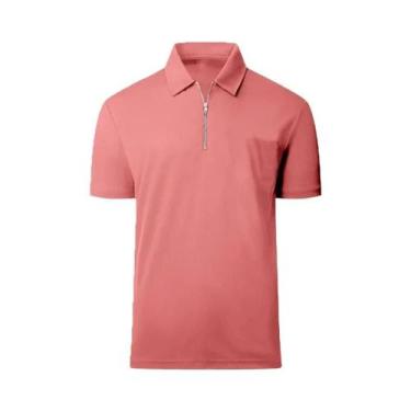 Imagem de Camisa Polo Masculina Leve De Manga Curta Com Zíper De Um Quarto, Casu
