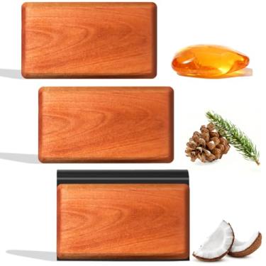 Imagem de Kit de iniciante de ambientador de carro - ambientador de madeira - eliminador de odores de carro para clipe de viseira - Longa duração - refil de perfume variado - pacote com 3 (cabana-âmbar-pinheiro