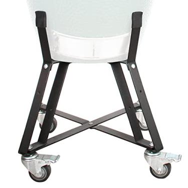 Imagem de Ninho de carrinho de rolamento KAMaster com rodas de rodízios pesados revestido a pó carrinho externo para grande grande ovo verde Kamado clássico Joe Grill Stand Acessórios de cozinha elevar ovo redondo