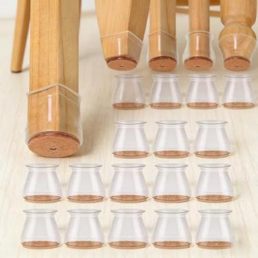 Imagem de 20 peças de almofadas de proteção de chão de perna de cadeira tampas protetoras transparentes com base de redução de ruído de feltro para azulejo de madeira laminado escritório jantar, A1
