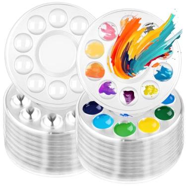 Imagem de Paletas de bandeja de tinta transparente, 200 peças, paleta de tinta de plástico redonda descartável de 14 cm, suprimentos de artesanato em aquarela para aula de arte, pintura de Natal, festa de