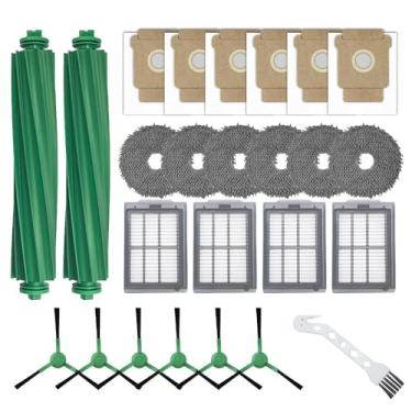 Imagem de Kit de acessórios para aspirador de pó robô iRobot Roomba Plus 405 Combo/505, peças de reposição incluem 2 escovas principais, 6 escovas laterais, 6 sacos de pó, 6 esfregões, 4 filtros e 1 ferramenta