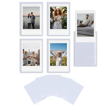 Imagem de pssped Pacote com 10 molduras magnéticas para fotos compatíveis com Instax Mini EVO Mini Liplay 12 11 SE 41 40 99 90 9 9 8 7S -5 x 7,6 cm – Visor de fotos de geladeira (branco)