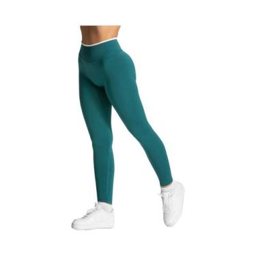 Imagem de Calças De Yoga Sem Costura De Cintura Alta Para Mulheres, Cor Sólida, 